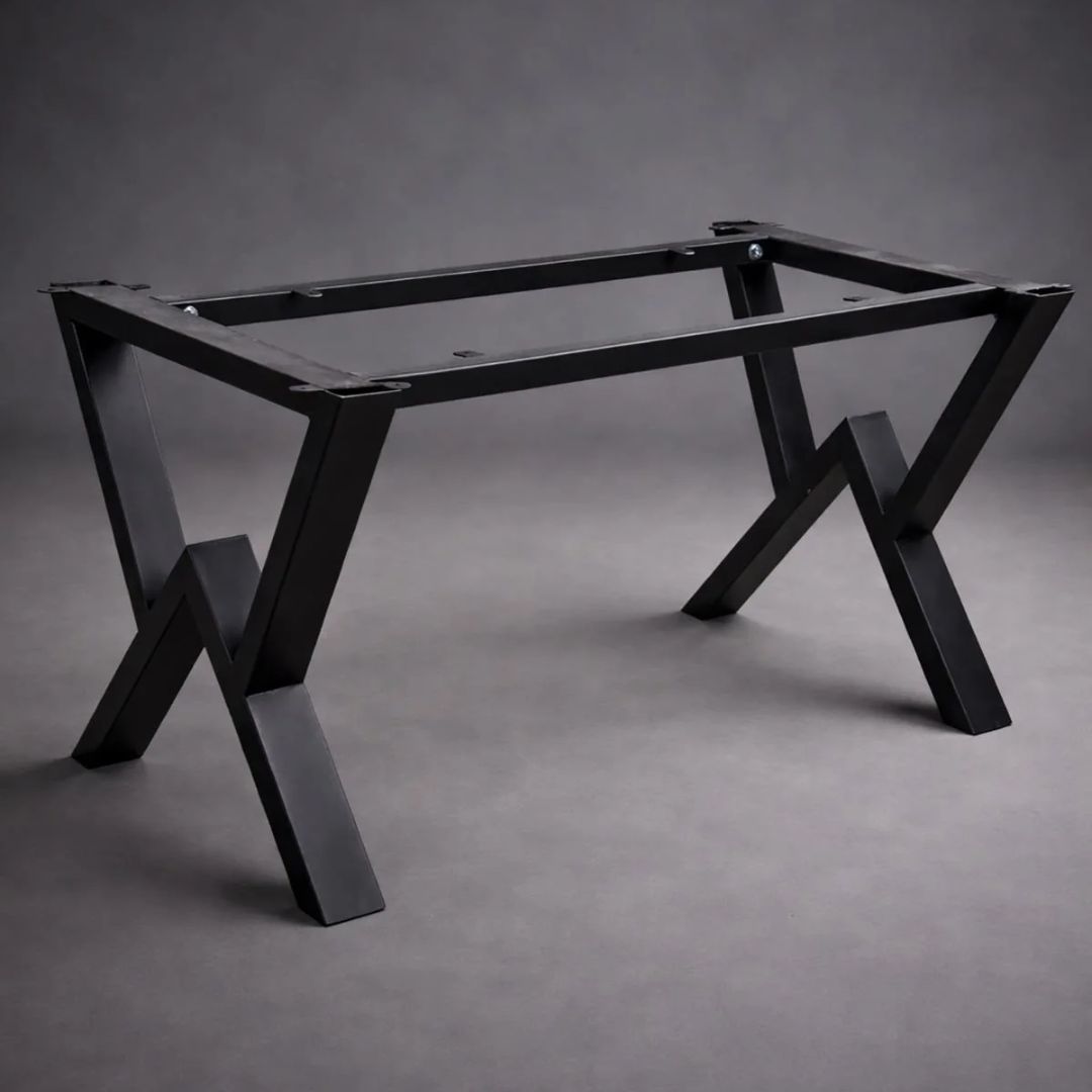 Bordben "M-Design" – Sort Metal Stel til Plankeborde (70x160–250 cm)