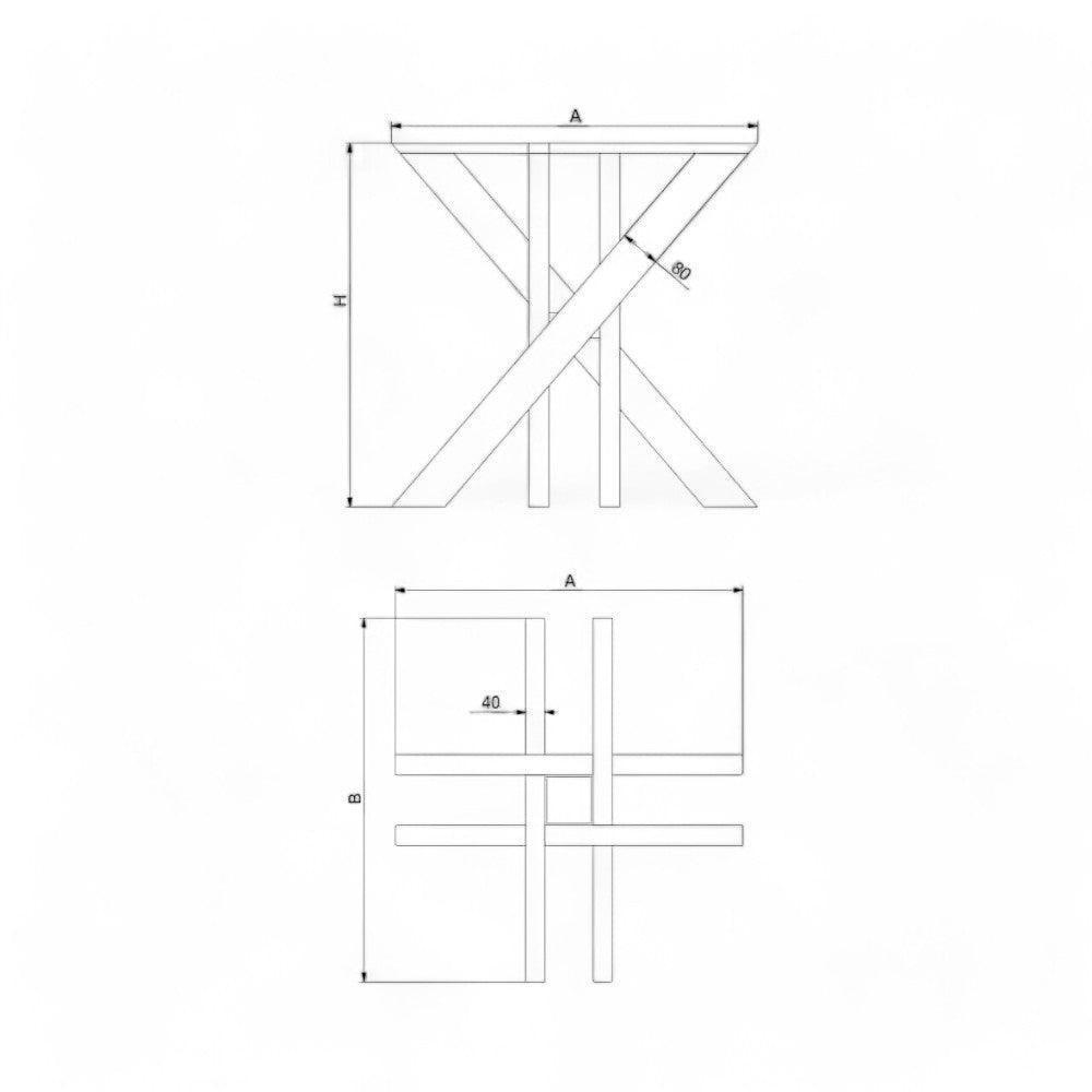 Måltegning af Star bordben i sort stel til rundt spisebord.