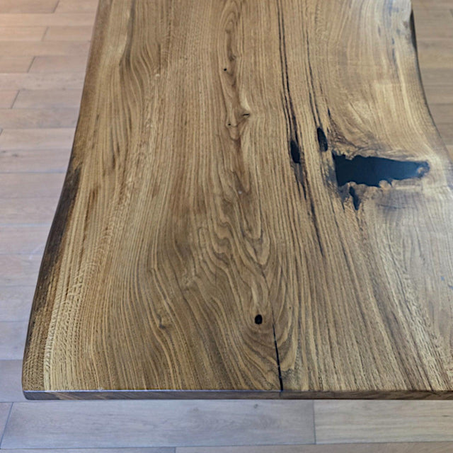 Plankebord i Massivt Egetræ – Én Hel Planke – 350x83/91/105 cm