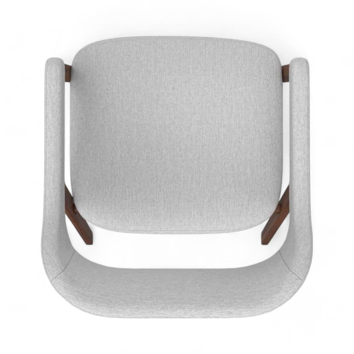 Spisebordsstol i valnød med skråt stel, armlæn og polstret ryglæn