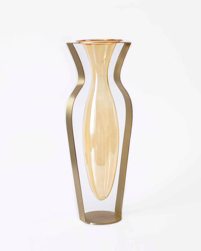 Vase i Glas og Messing