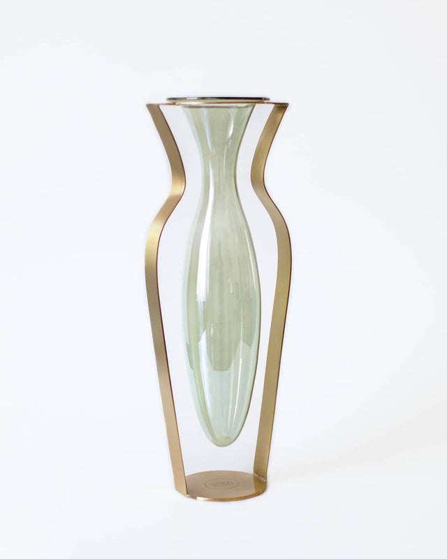 Vase i Glas og Messing