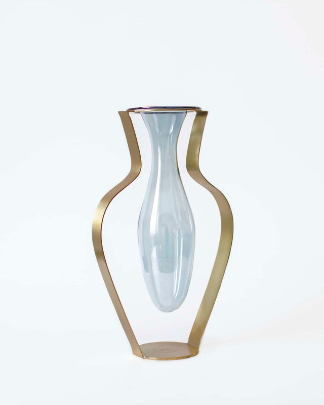 Vase i Glas og Messing