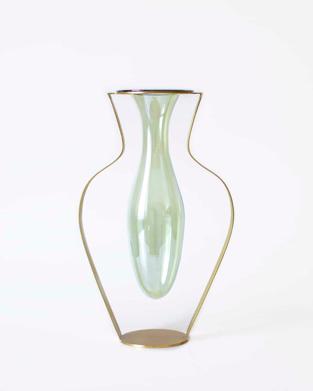 Vase i Glas og Messing