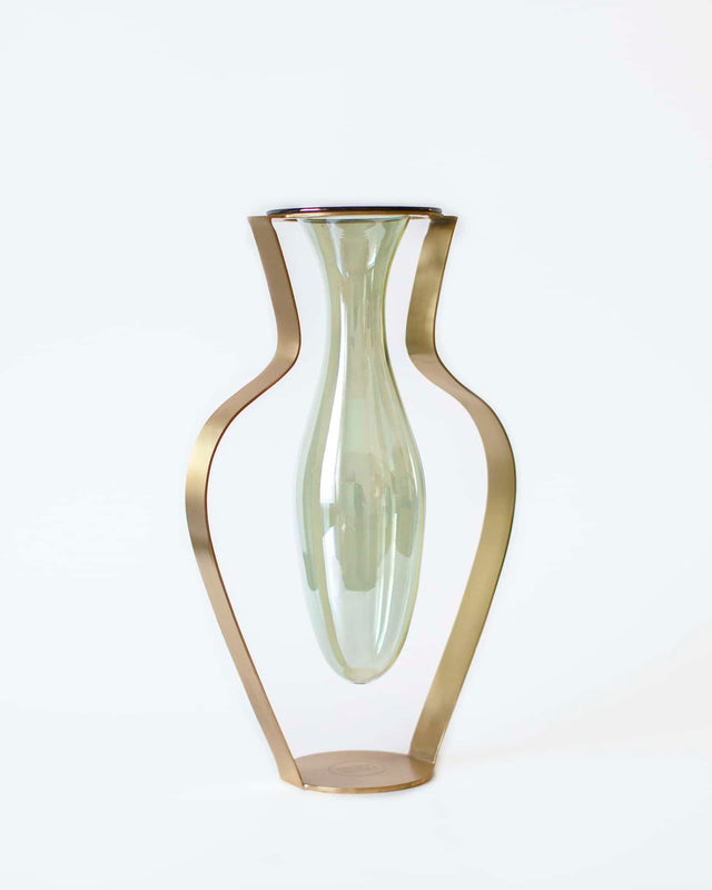 Vase i Glas og Messing