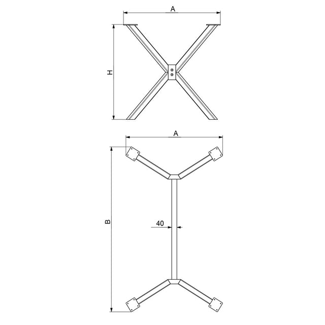 Bordben "Spider" – Sort Metal Stel til Plankeborde (75x140–160 cm)