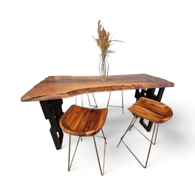 Barbord i Massiv Valnød 186×69 cm + 4 Barstole