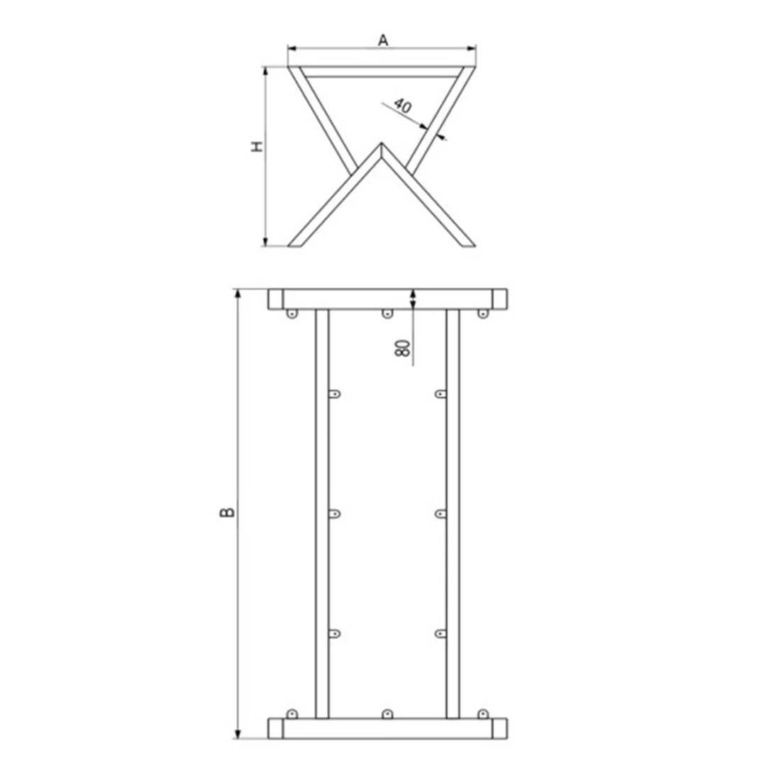 Bordben "M-Design" – Sort Metal Stel til Plankeborde (70x160–250 cm)