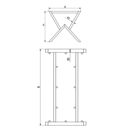 Bordben "M-Design" – Sort Metal Stel til Plankeborde (70x160–250 cm)