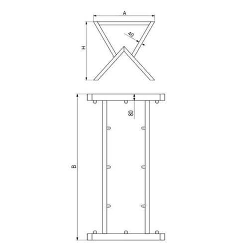 Bordben "M-Design" – Sort Metal Stel til Plankeborde (70x160–250 cm)