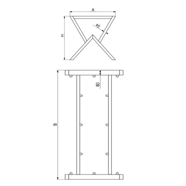 Bordben "M-Design" – Sort Metal Stel til Plankeborde (70x160–250 cm)