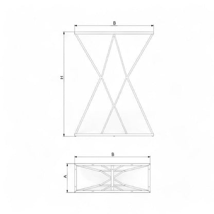 Dimensionel skitse af wireframe bordben til plankebord