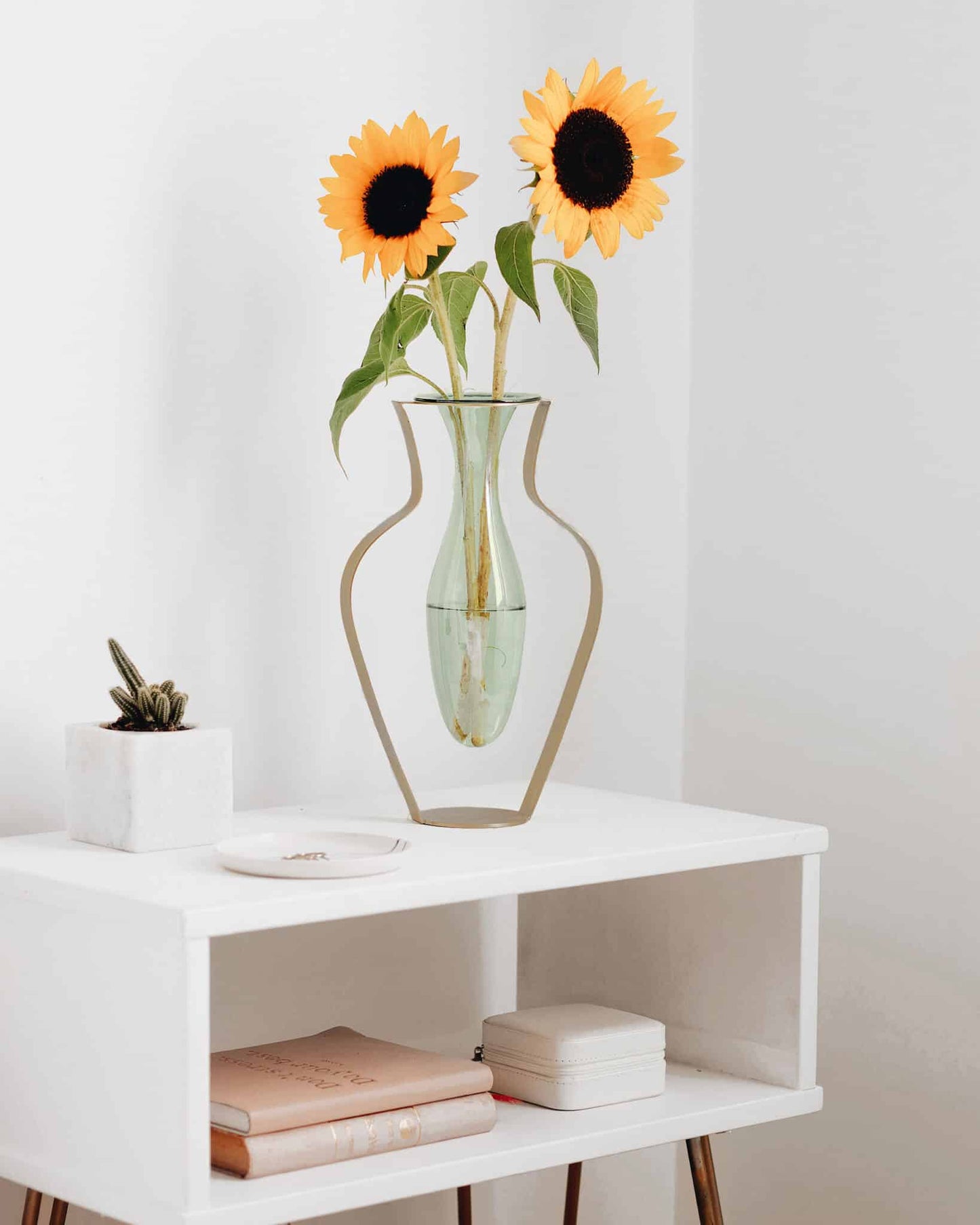 Vase i Glas og Messing