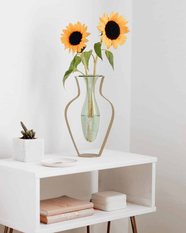 Vase i Glas og Messing