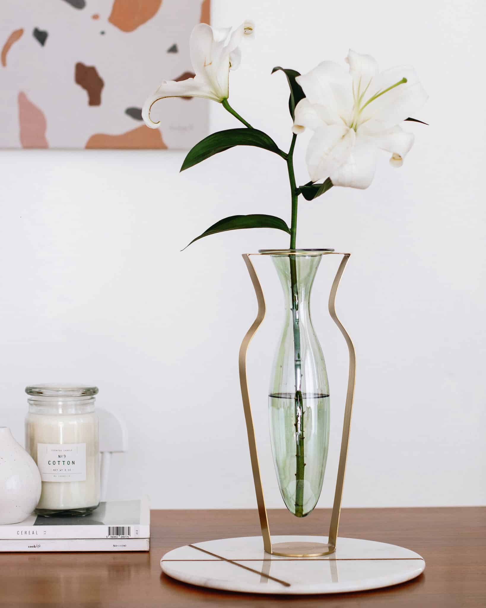 Vase i Glas og Messing
