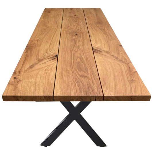 Plankebord Egetræ med metal bordben og lige kant