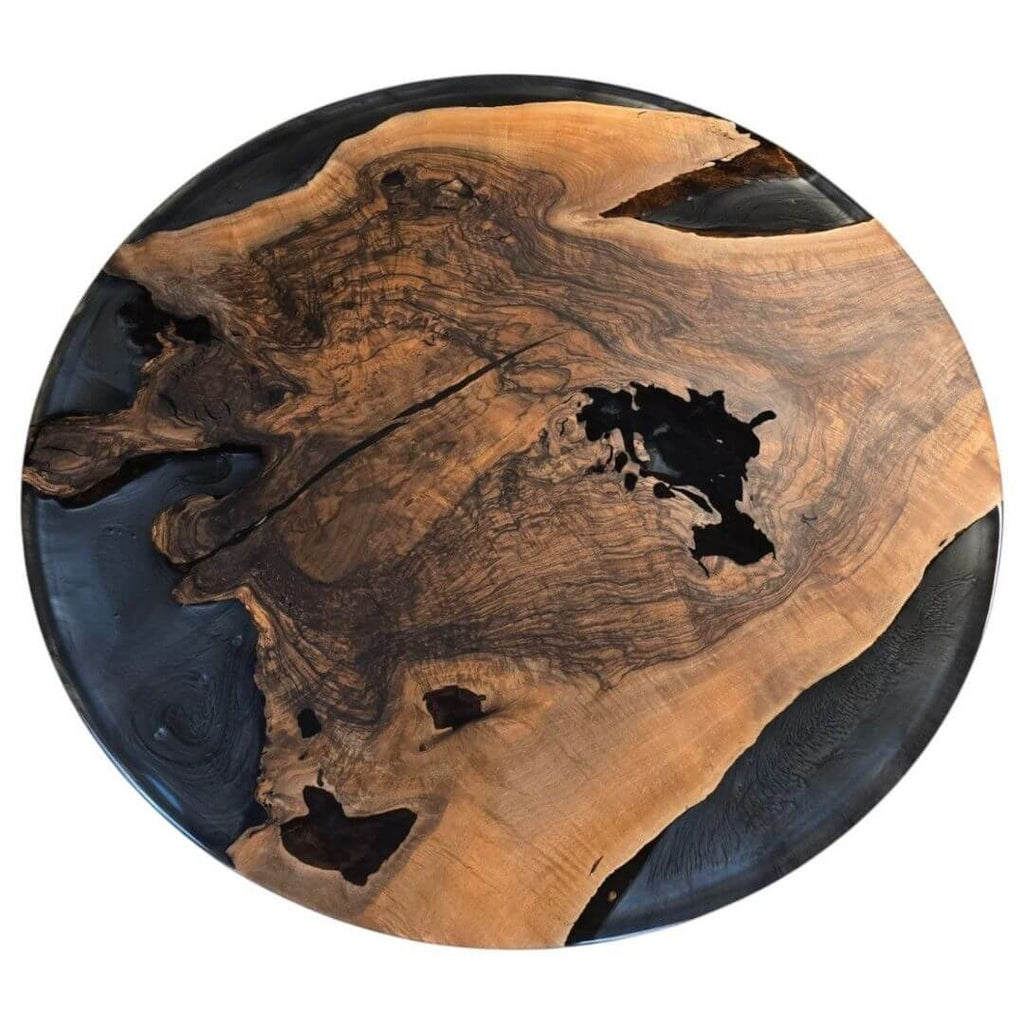 Epoxy Plankebord i Valnød – Ø145 cm