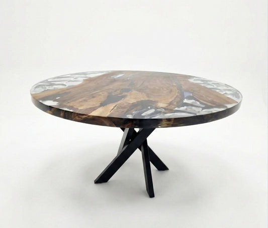 Epoxy Plankebord i Valnød – Ø145 cm