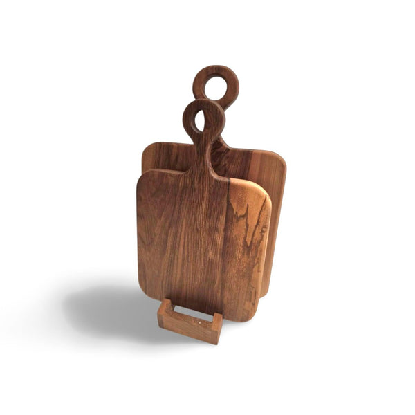 Skaerebraet med håndtag i massiv valnød