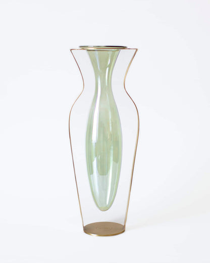 Vase i Glas og Messing