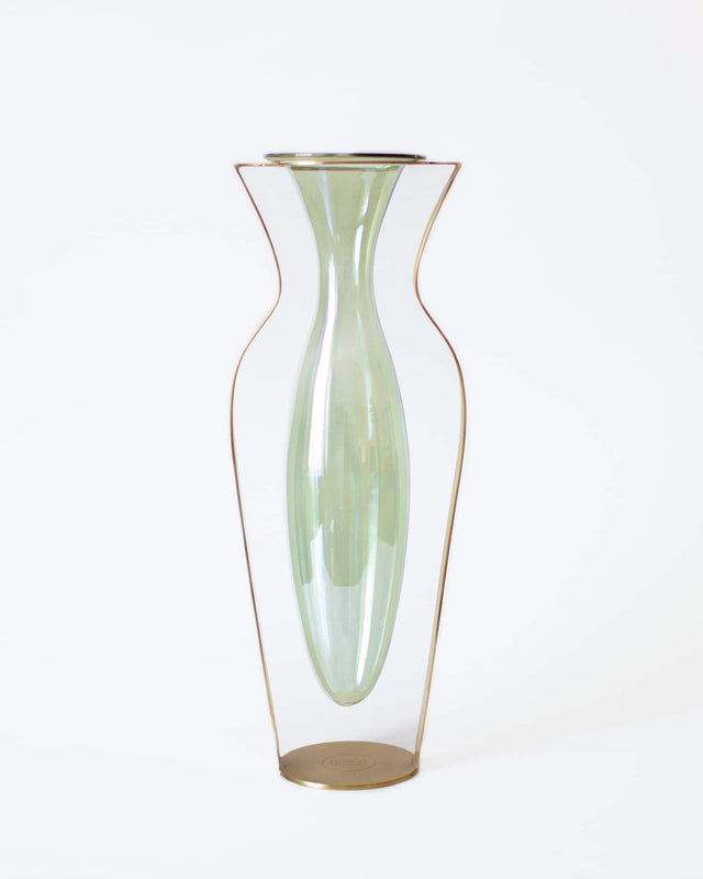 Vase i Glas og Messing