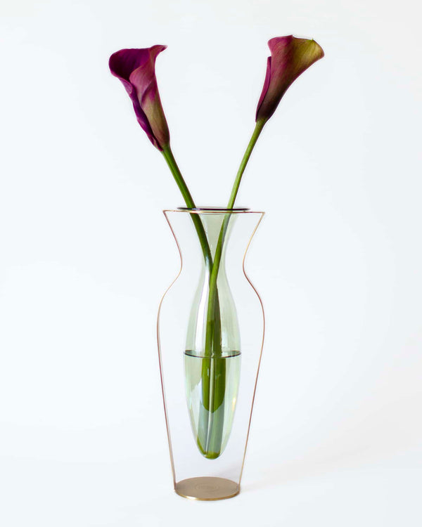 Vase i Glas og Messing