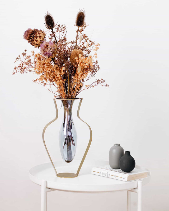 Vase i Glas og Messing