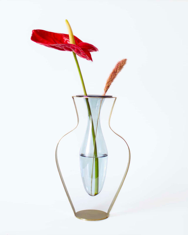 Vase i Glas og Messing