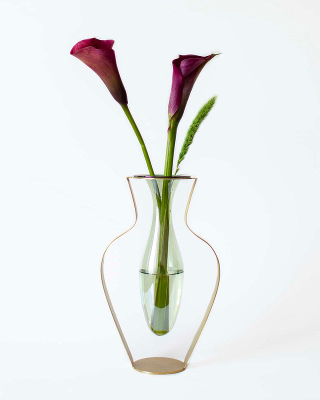 Vase i Glas og Messing