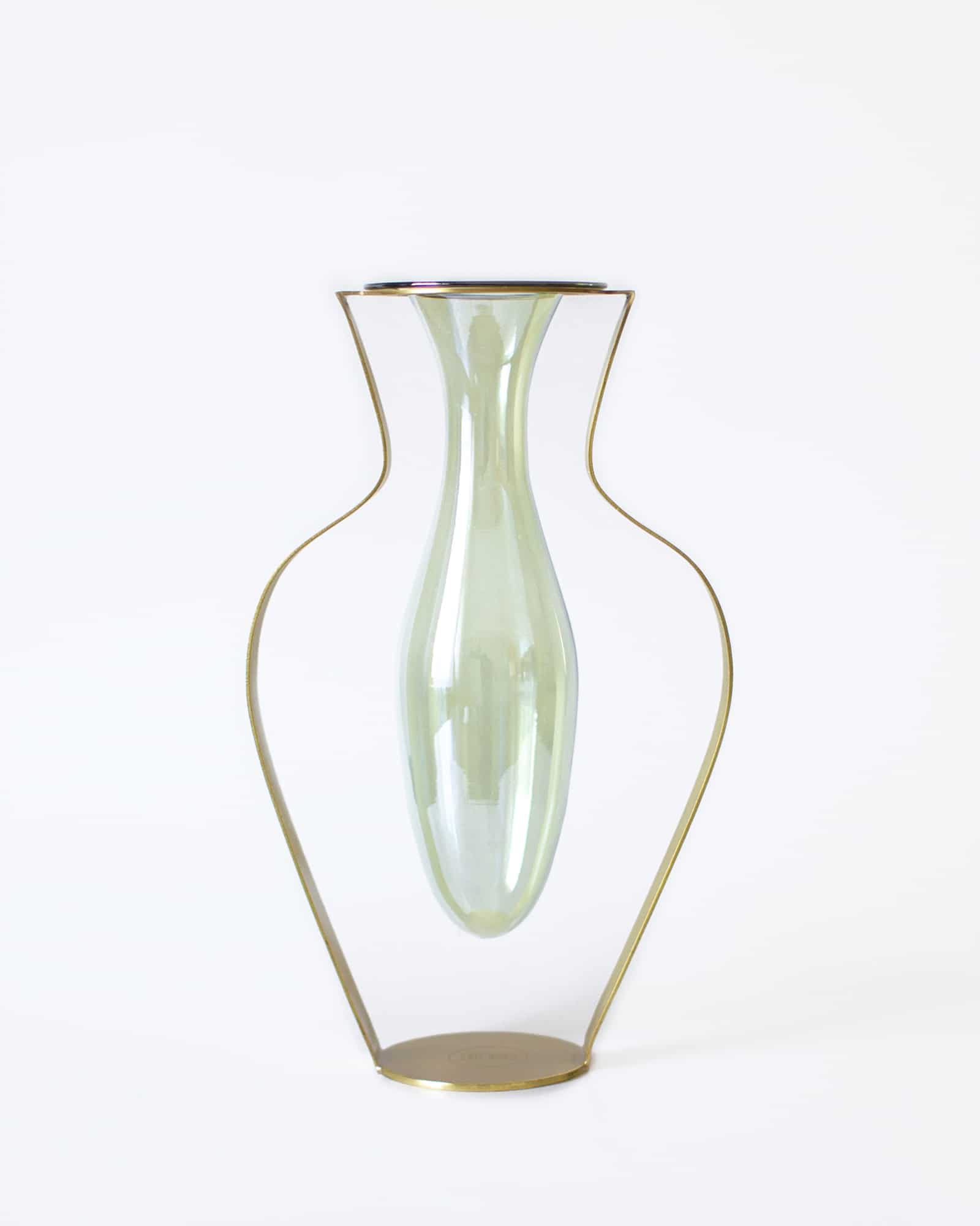 Vase i Glas og Messing