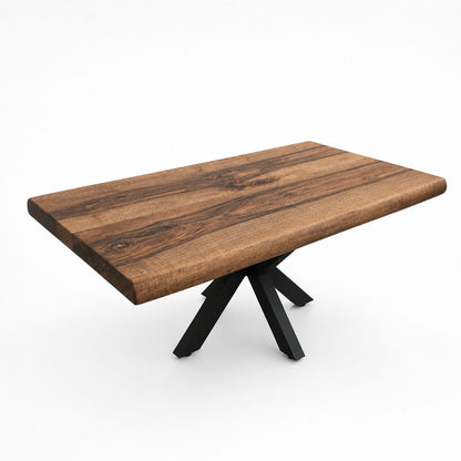 Sofabord i massivt valnød 120x70 cm med afrundede kanter og sorte bordben